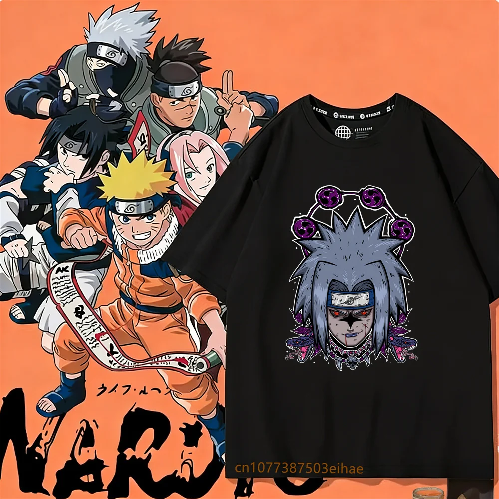 Anime Merchandise T-Shirts - Bawełniana koszulka z grafiką anime Naruto,