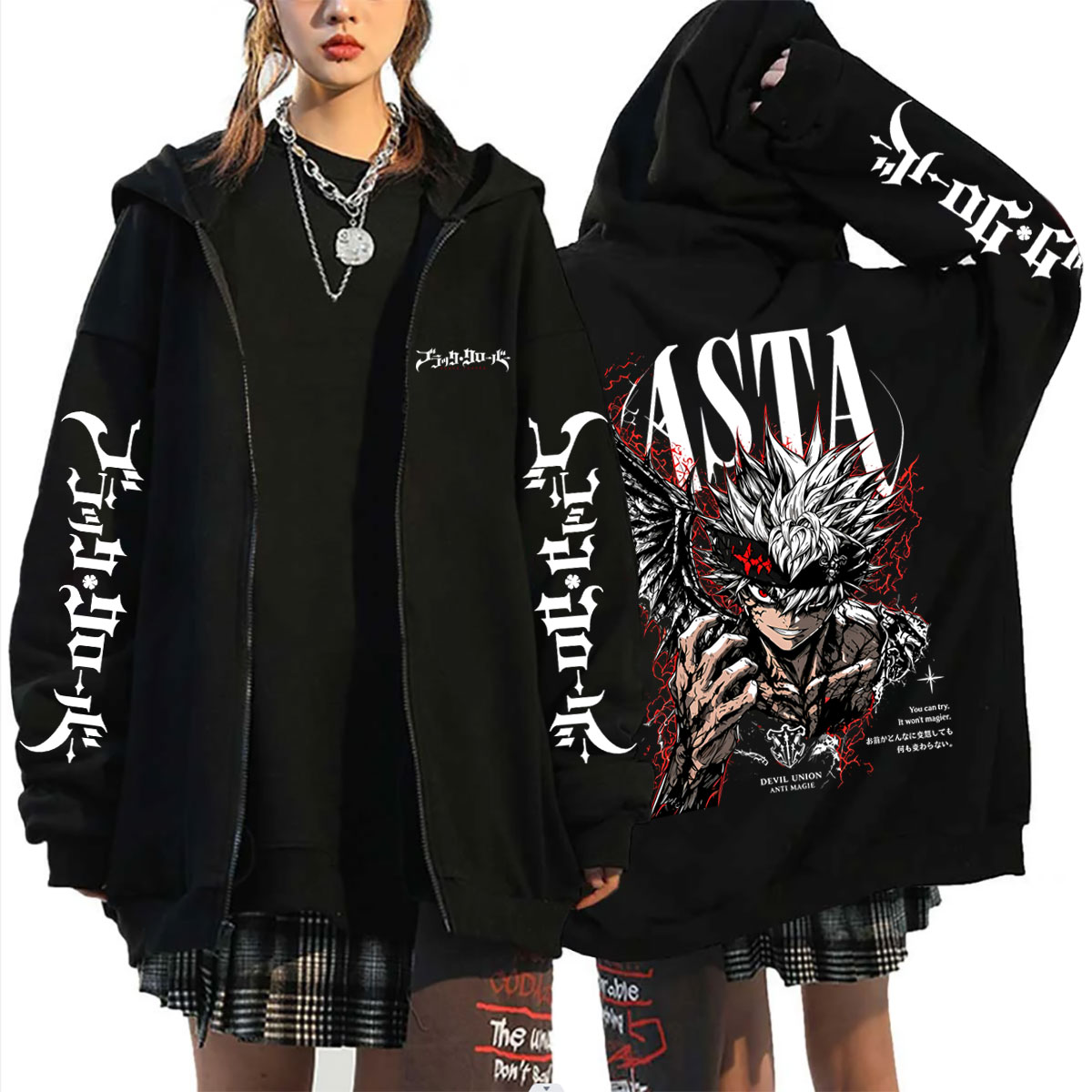 Anime Merch Hoodie - Bluza z kapturem na zamek, motyw